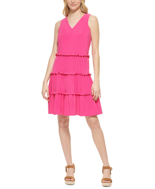 Vestido feminino Tommy Hilfiger em jersey com camadas, rosa, tamanho 14