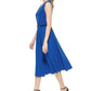 Vestido midi plissado com cinto Tommy Hilfiger feminino, azul, tamanho 8