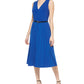 Vestido midi plissado com cinto Tommy Hilfiger feminino, azul, tamanho 8