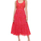 Vestido midi feminino Tommy Hilfiger com estampa de palmeiras e algodão, rosa, tamanho 10