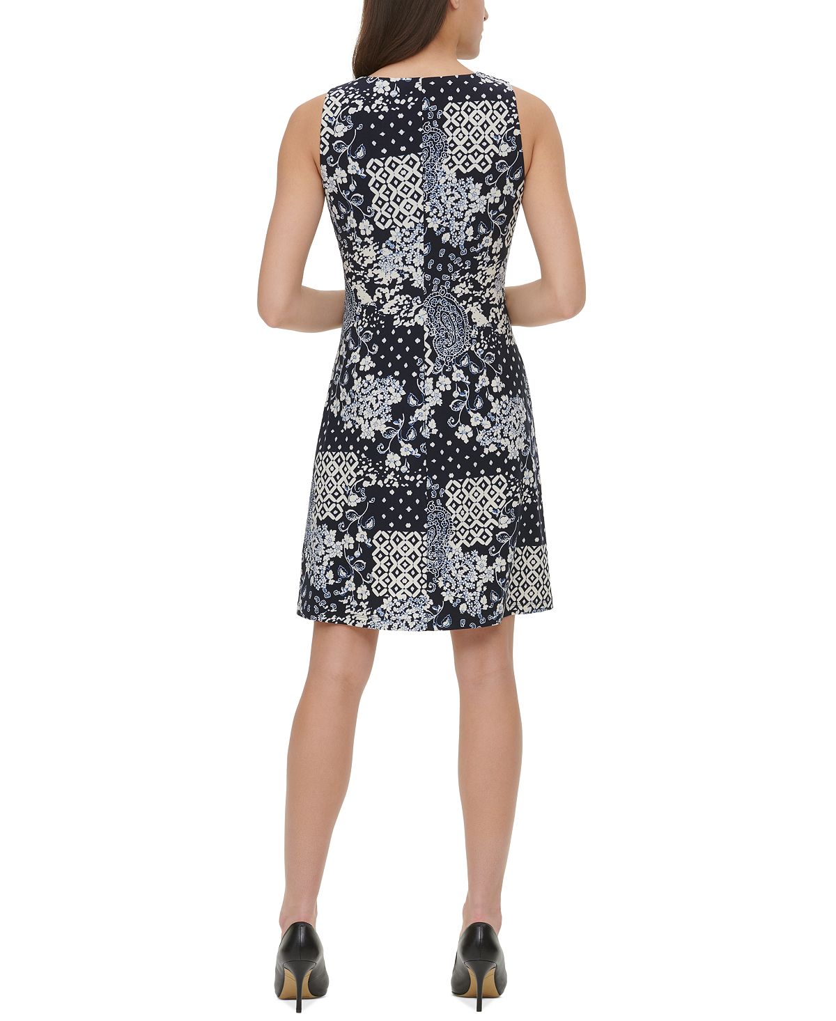 Vestido tubinho feminino Tommy Hilfiger Bali Patchwork Azul Tamanho 6 Petite