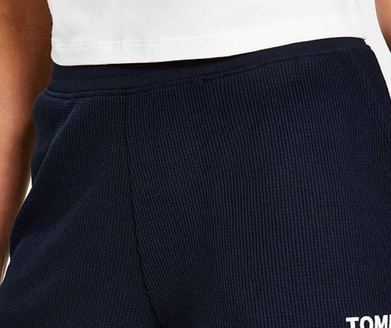 Shorts Tommy Jeans Feminino Waffle Knit Azul Tamanho Médio