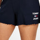 Shorts Tommy Jeans Feminino Waffle Knit Azul Tamanho Médio