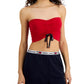 Tommy Jeans Blusa Feminina Bandeau Franzida Vermelha Tamanho P