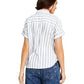 Tommy Jeans Feminino Listrado Botão Frontal Top Azul Tamanho Médio