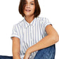 Tommy Jeans Feminino Listrado Botão Frontal Top Azul Tamanho Médio