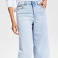 Calça jeans feminina Tommy Jeans cintura alta cropped perna larga azul