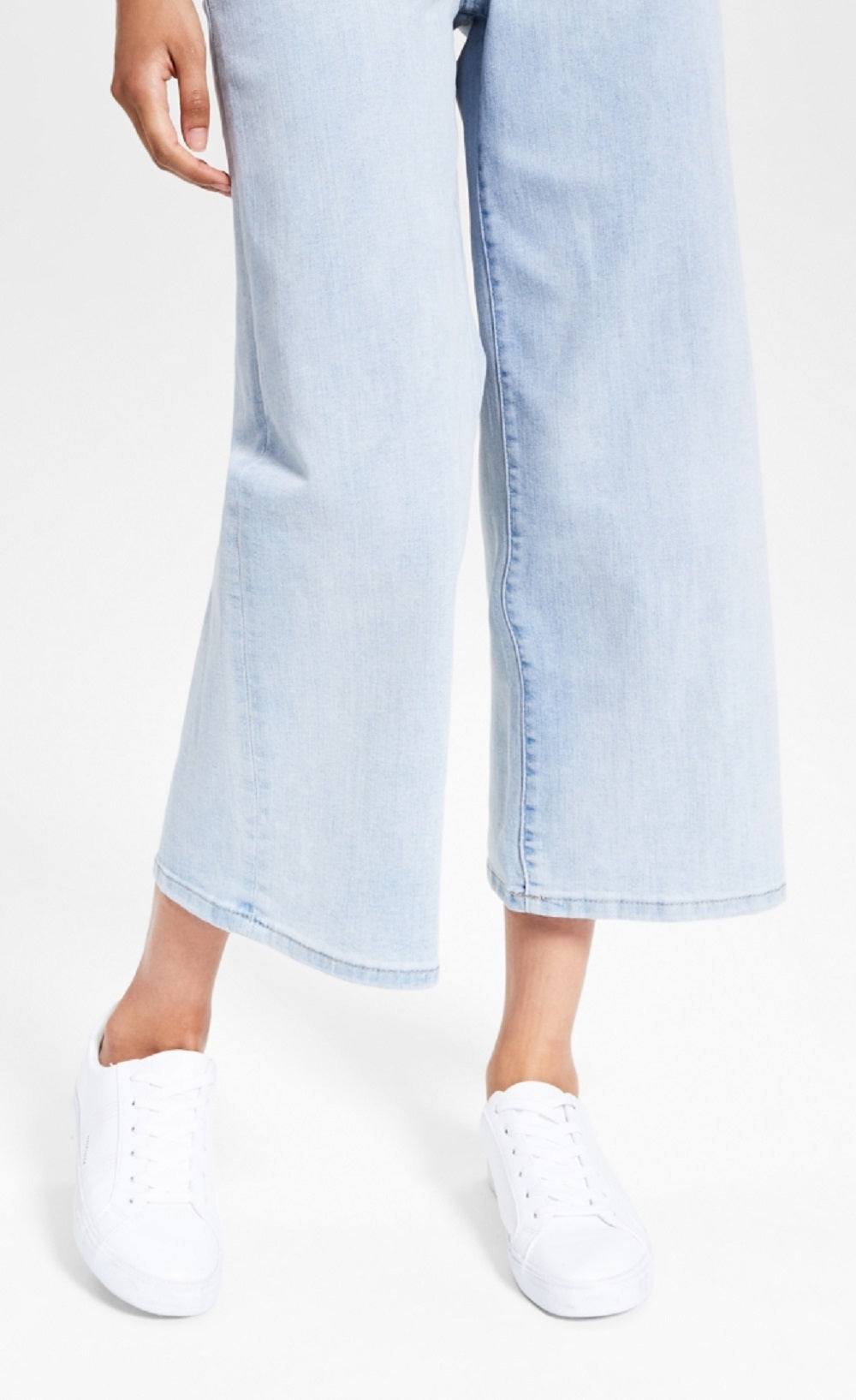 Calça jeans feminina Tommy Jeans cintura alta cropped perna larga azul