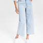 Calça jeans feminina Tommy Jeans cintura alta, cropped, perna larga, azul, tamanho 26