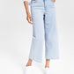 Calça jeans feminina Tommy Jeans cintura alta cropped perna larga azul