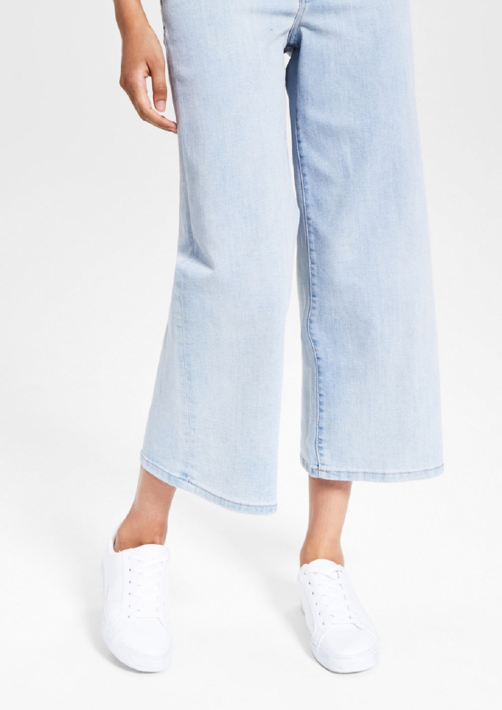 Calça jeans feminina Tommy Jeans cintura alta cropped perna larga azul