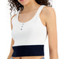 Tommy Jeans Feminino Algodão Cropped Colorblocked Suéter Regata Branca Tamanho Grande