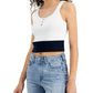 Tommy Jeans Feminino Algodão Cropped Colorblocked Suéter Regata Branca Tamanho Grande