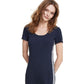 Vestido feminino Tommy Jeans com decote quadrado canelado, azul, tamanho grande