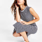 Vestido midi listrado estilo nadador Tommy Jeans feminino, azul, tamanho grande