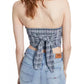 Tommy Jeans feminino xadrez smocked cachecol bandeau top azul tamanho grande