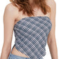 Tommy Jeans Feminino Xadrez Smocked Cachecol Bandeau Top Azul Tamanho Médio
