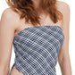 Tommy Jeans feminino xadrez smocked cachecol bandeau top azul tamanho pequeno