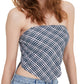Tommy Jeans Feminino Xadrez Smocked Cachecol Bandeau Top Azul Tamanho XS