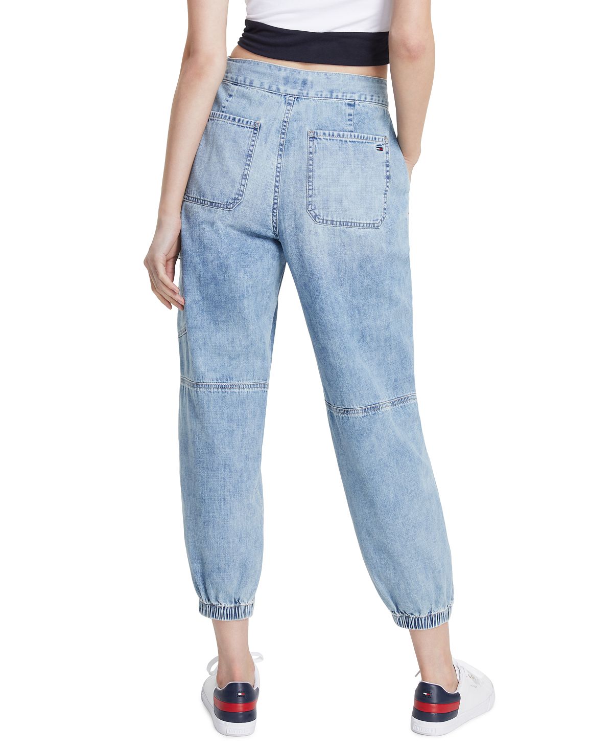 Calça cargo feminina Tommy Jeans Cotton Denim Azul Tamanho 29