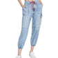 Calça cargo feminina Tommy Jeans Cotton Denim Azul Tamanho 29