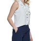 Blusa Tommy Hilfiger Feminina Crinkle Woven com Babados, Branca, Tamanho Grande