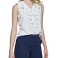 Blusa Tommy Hilfiger Feminina Crinkle Woven com Babados, Branca, Tamanho Grande