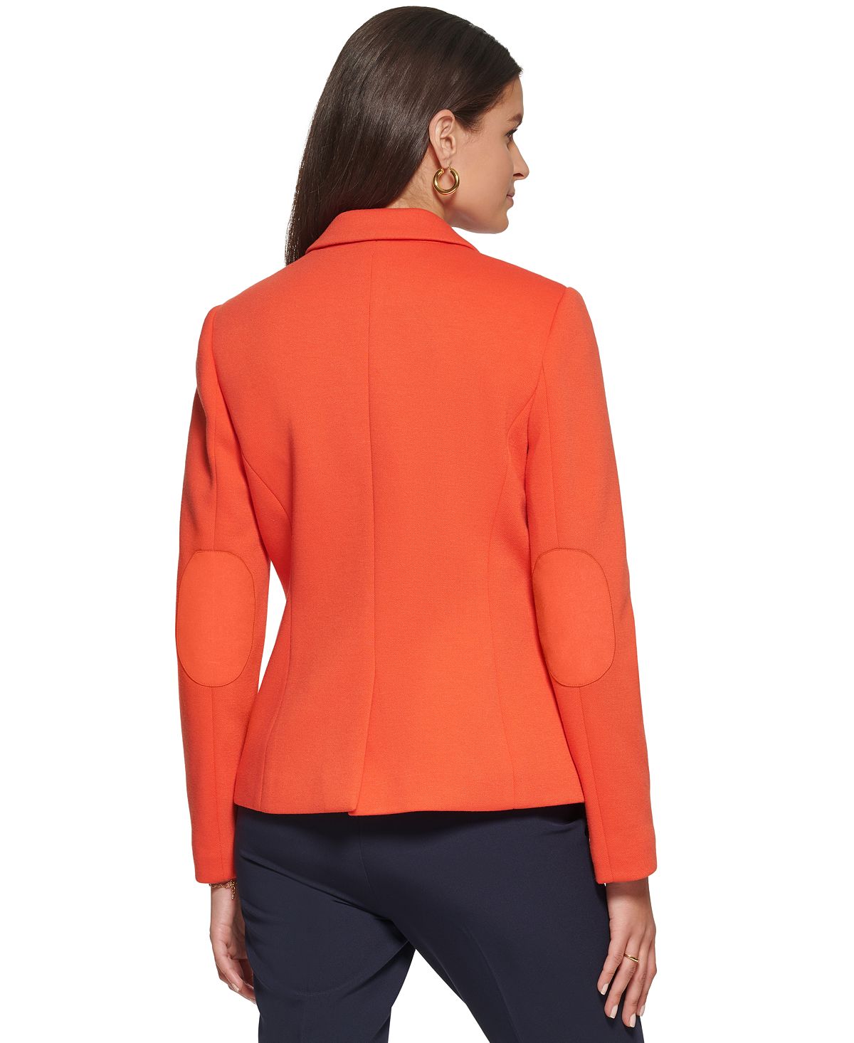 Tommy Hilfiger Blazer feminino Roll-Tab Piquba Laranja Tamanho 16