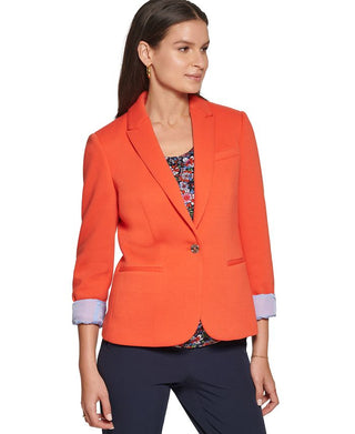 Tommy Hilfiger Blazer Feminino Roll Tab Piquba Vermelho Tamanho 4