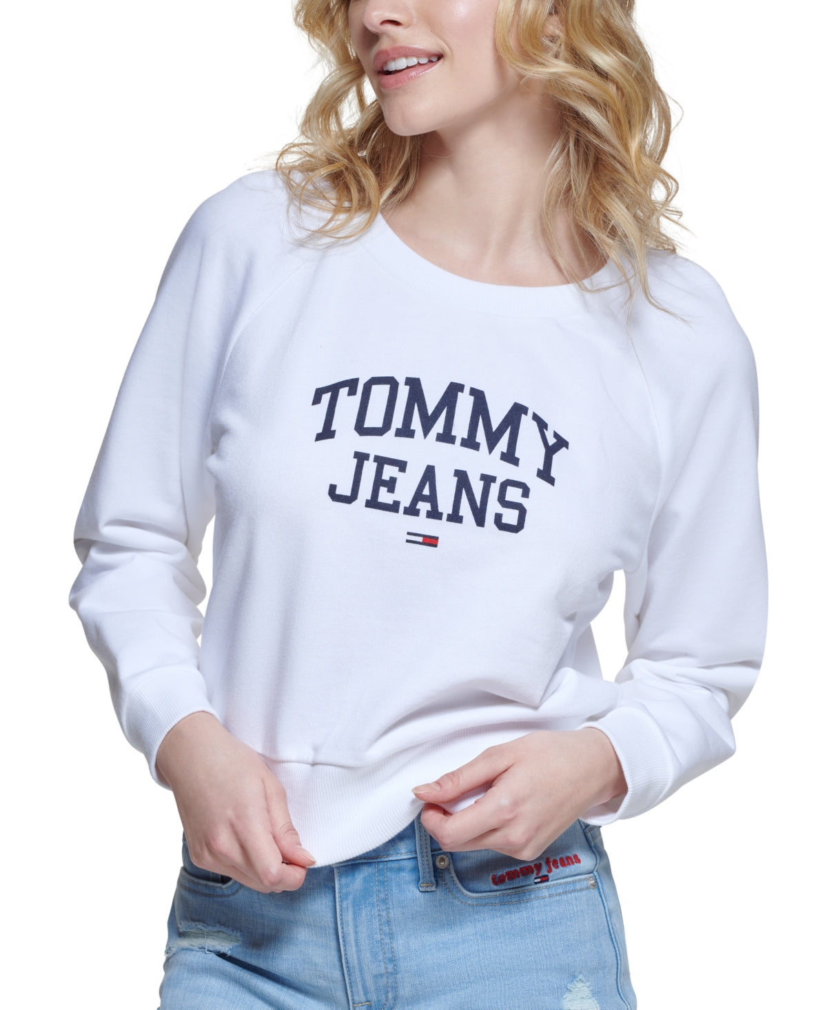 Tommy Jeans Cropped Logo Sweatshirt Feminino Branco Tamanho Grande