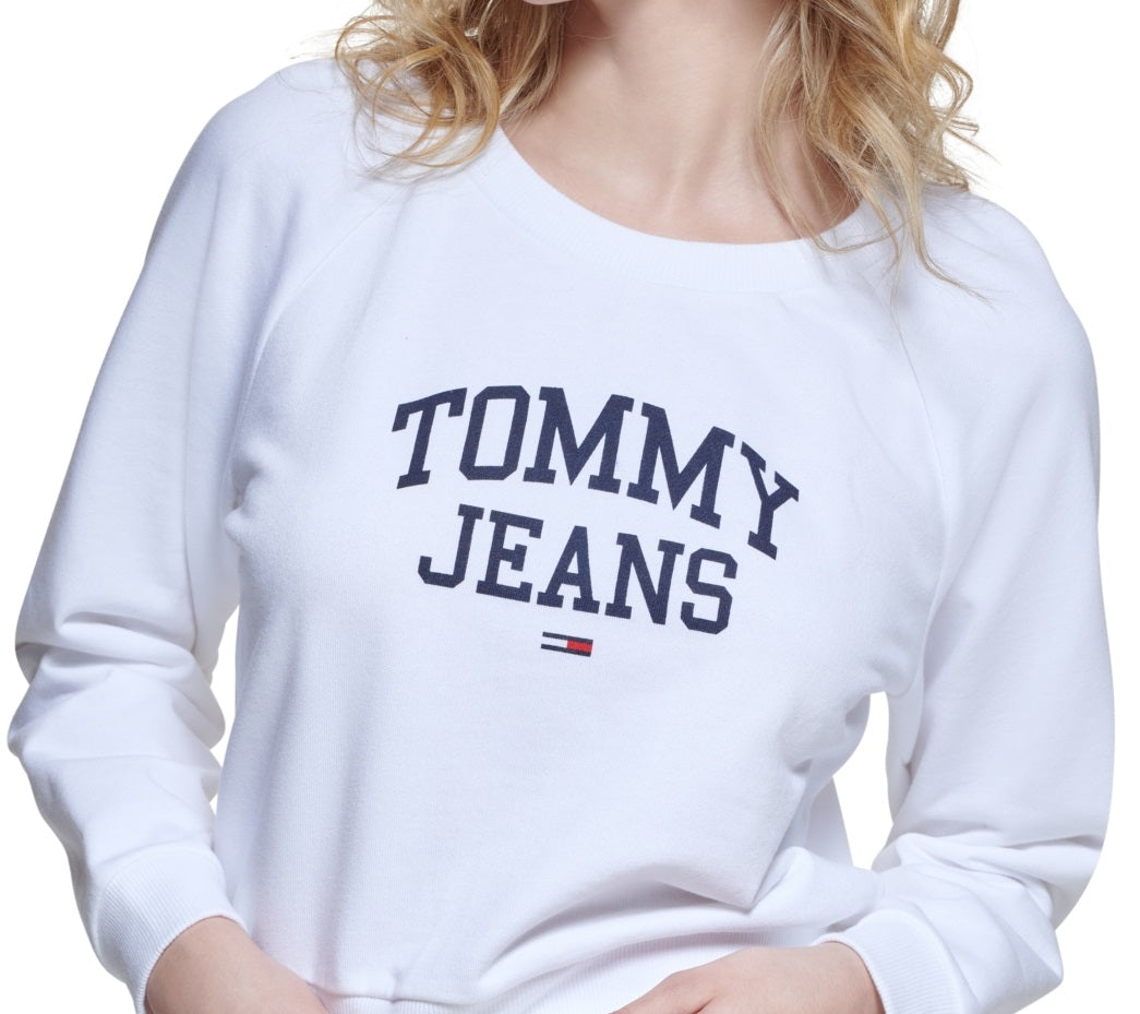 Tommy Jeans Cropped Logo Sweatshirt Feminino Branco Tamanho Grande