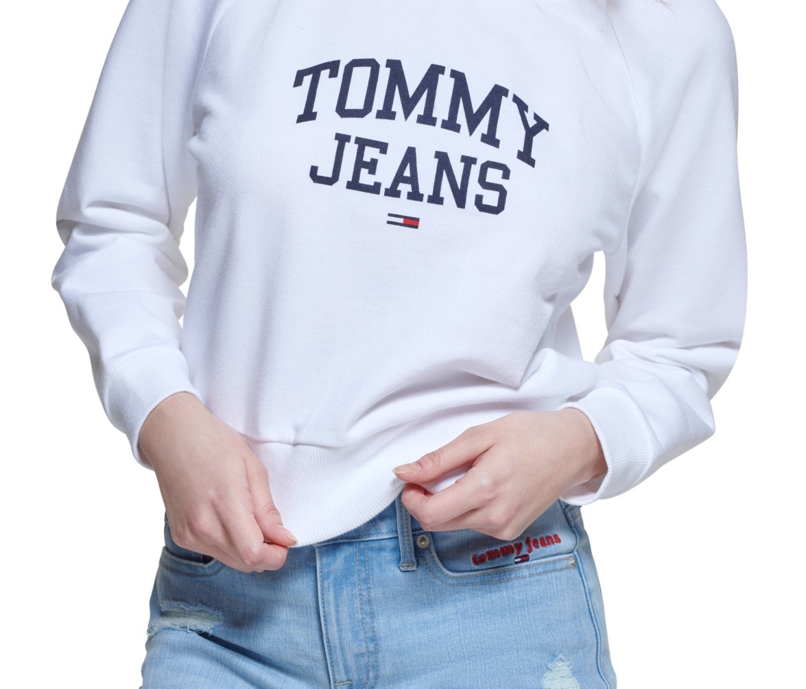 Tommy Jeans Cropped Logo Sweatshirt Feminino Branco Tamanho Grande
