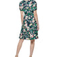 Vestido feminino Tommy Hilfiger com estampa floral, ajuste e flare, azul, tamanho 6, pequeno