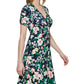 Vestido feminino Tommy Hilfiger com estampa floral, ajuste e flare, azul, tamanho 6, pequeno