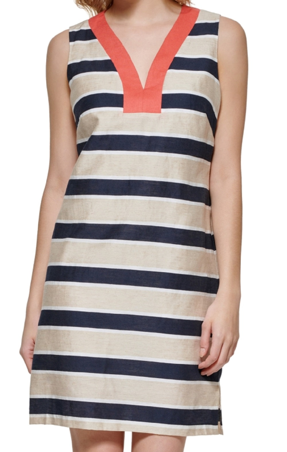 Vestido feminino listrado com blocos de cores Tommy Hilfiger, azul, tamanho 16