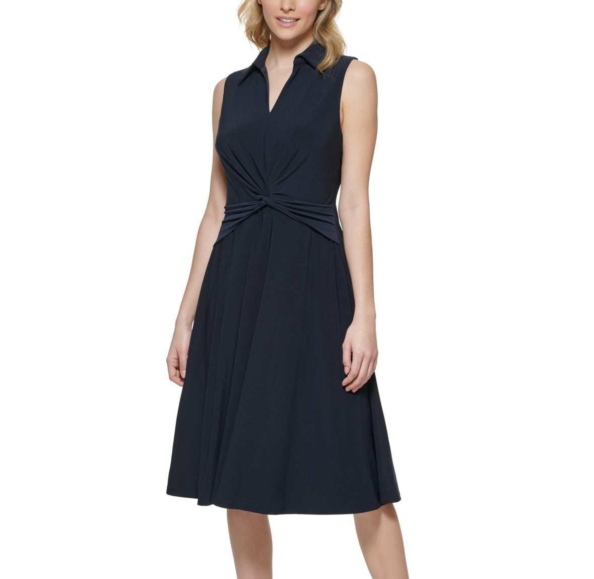 Vestido midi torcido frontal feminino Tommy Hilfiger azul tamanho 14