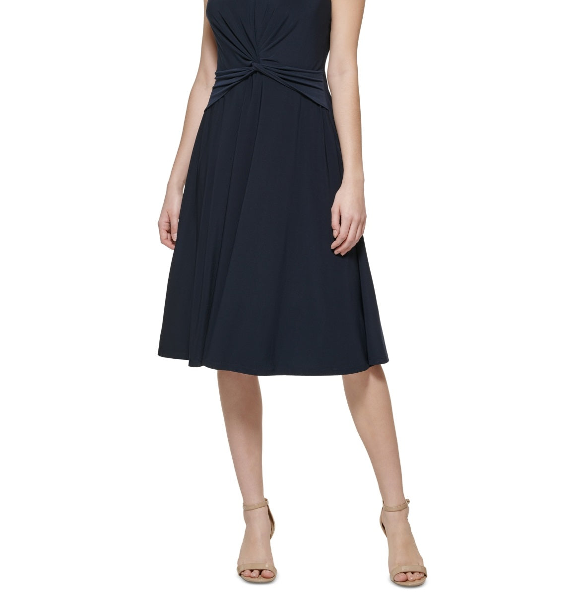 Vestido midi torcido frontal feminino Tommy Hilfiger azul tamanho 14