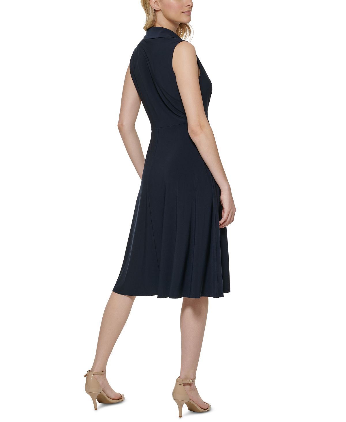 Vestido midi torcido frontal feminino Tommy Hilfiger, azul, tamanho 6
