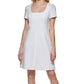 Vestido Tommy Hilfiger Feminino com Decote Quadrado e Ajuste Flare, Branco, Tamanho 4