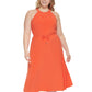 Vestido feminino Tommy Hilfiger Halter Fit &amp; Flare Laranja Tamanho 4