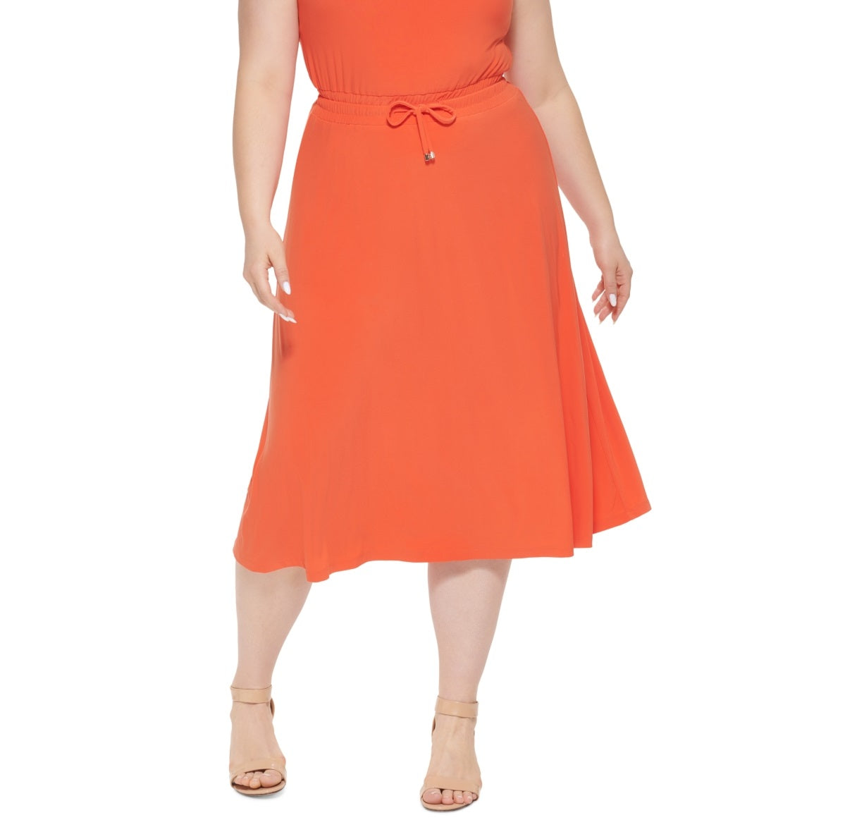 Vestido feminino Tommy Hilfiger Halter Fit &amp; Flare Laranja Tamanho 4