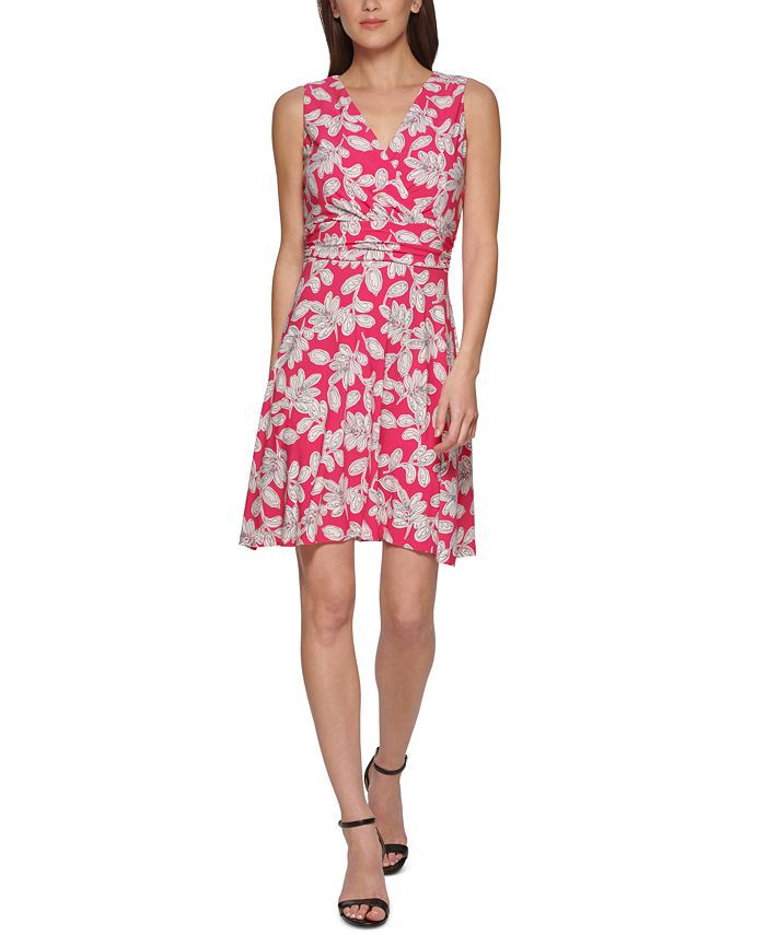 Vestido envelope falso estampado Inkwell feminino Tommy Hilfiger, rosa, tamanho 10