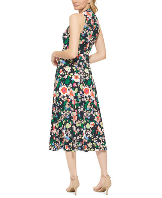Tommy Hilfiger Women's Twist Front Jersey Midi Dress Blue Size 10