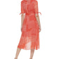 Vestido midi com estampa de listras falsas Tommy Hilfiger feminino, laranja, tamanho 8