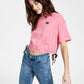 Camiseta Tommy Jeans Feminina Manga Curta Cropped Rosa Tamanho Grande