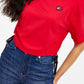 Camiseta Tommy Jeans Feminina Manga Curta Cropped Vermelha Tamanho Grande