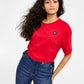 Camiseta Tommy Jeans Feminina Manga Curta Cropped Vermelha Tamanho Grande