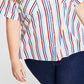 Camisa listrada feminina Tommy Hilfiger Camp, azul, tamanho 1X