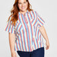 Camisa listrada feminina Tommy Hilfiger Camp, azul, tamanho 1X