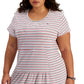 Vestido midi listrado Tommy Hilfiger feminino, tamanho 2X, branco